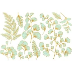 Sanbao Studio Teal & Gold Leaf Overglaze Decal  £8.03